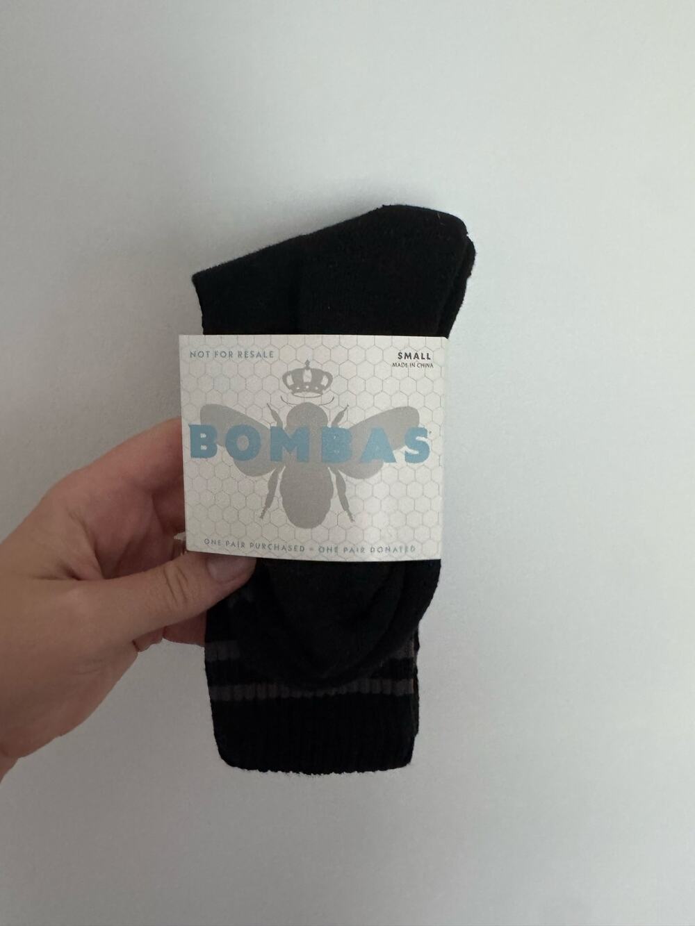 Bombas crew socks black size small NWT